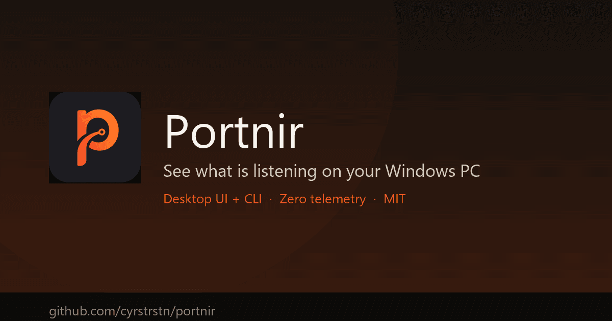 Portnir project overview with its orange application mark